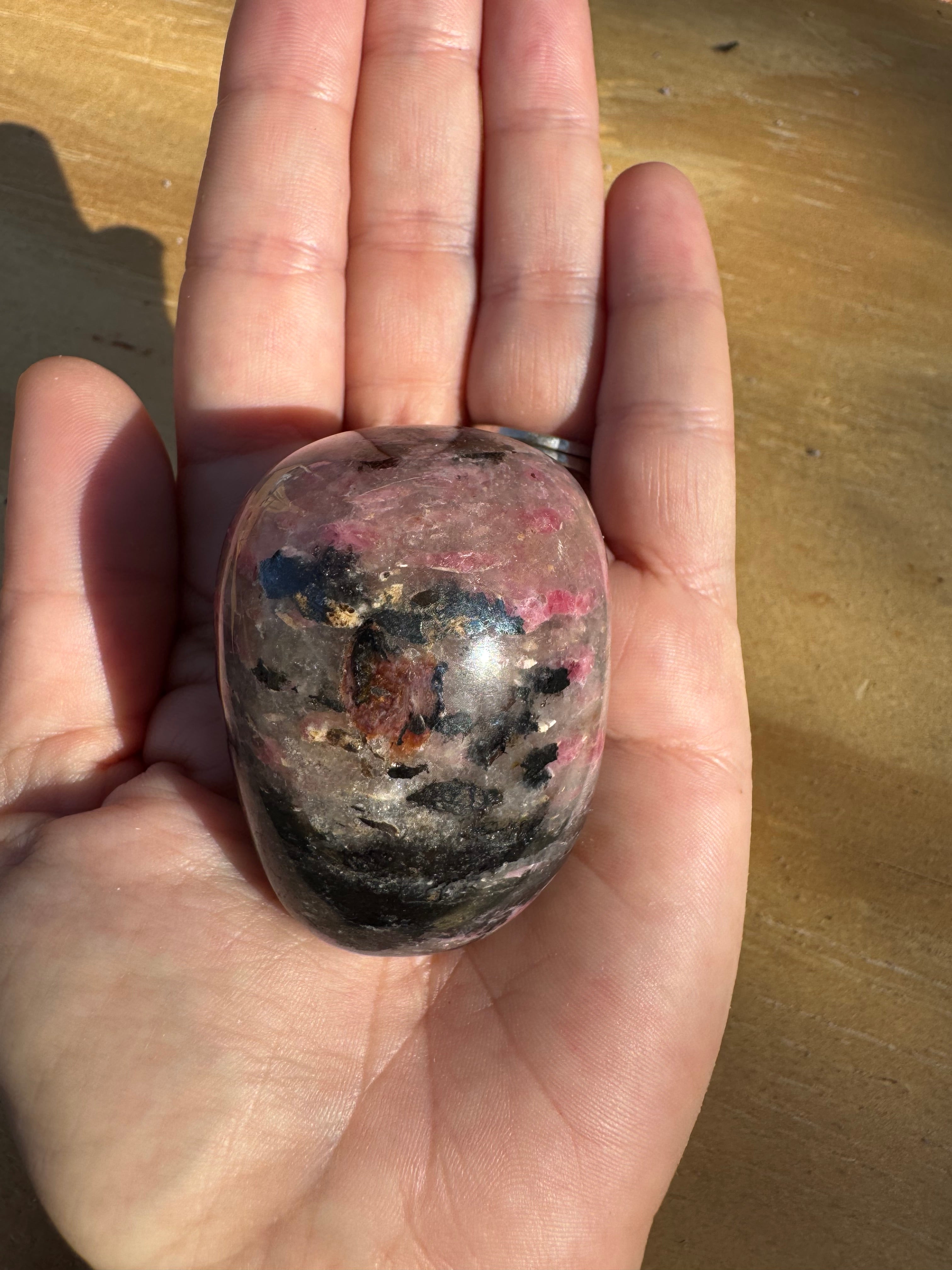 XL Rhodonite Palm Stone