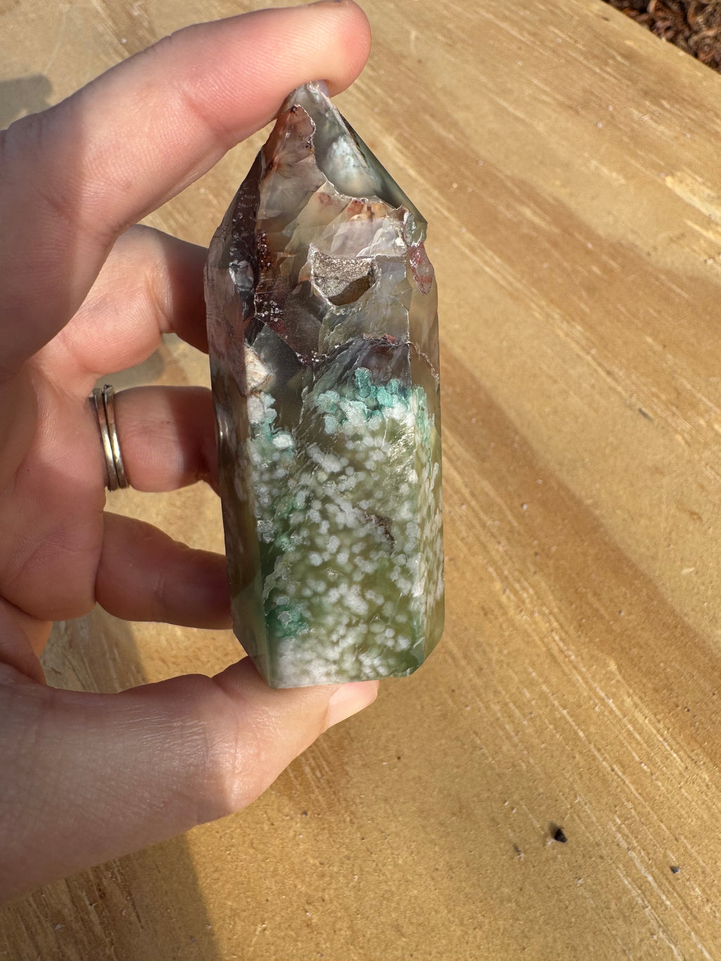 Green Flower Agate Tower - F *imperfect*
