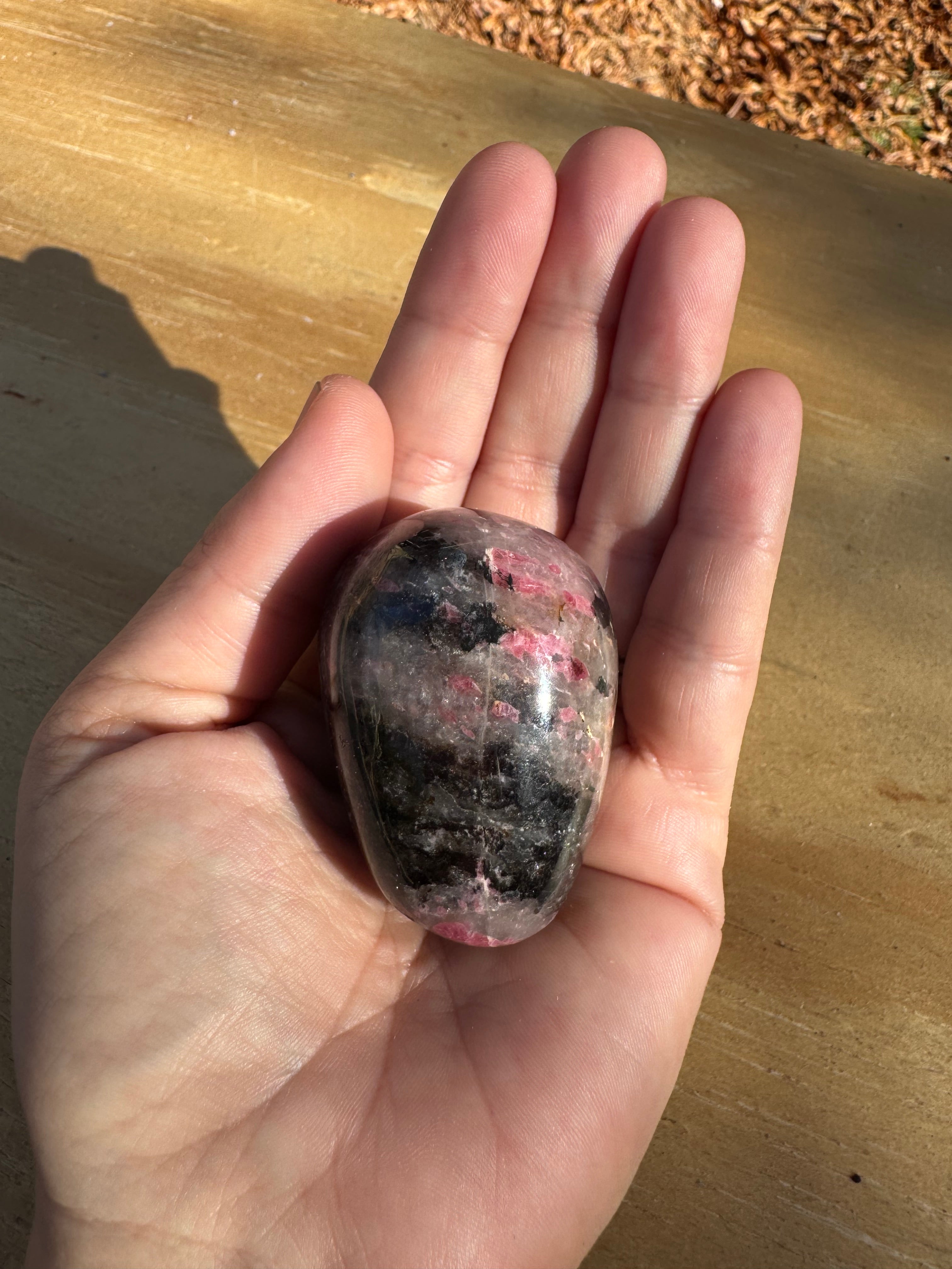 XL Rhodonite Palm Stone