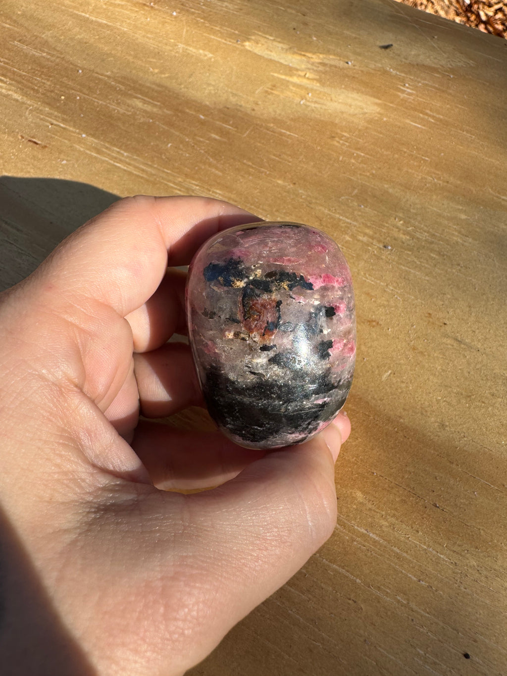 XL Rhodonite Palm Stone