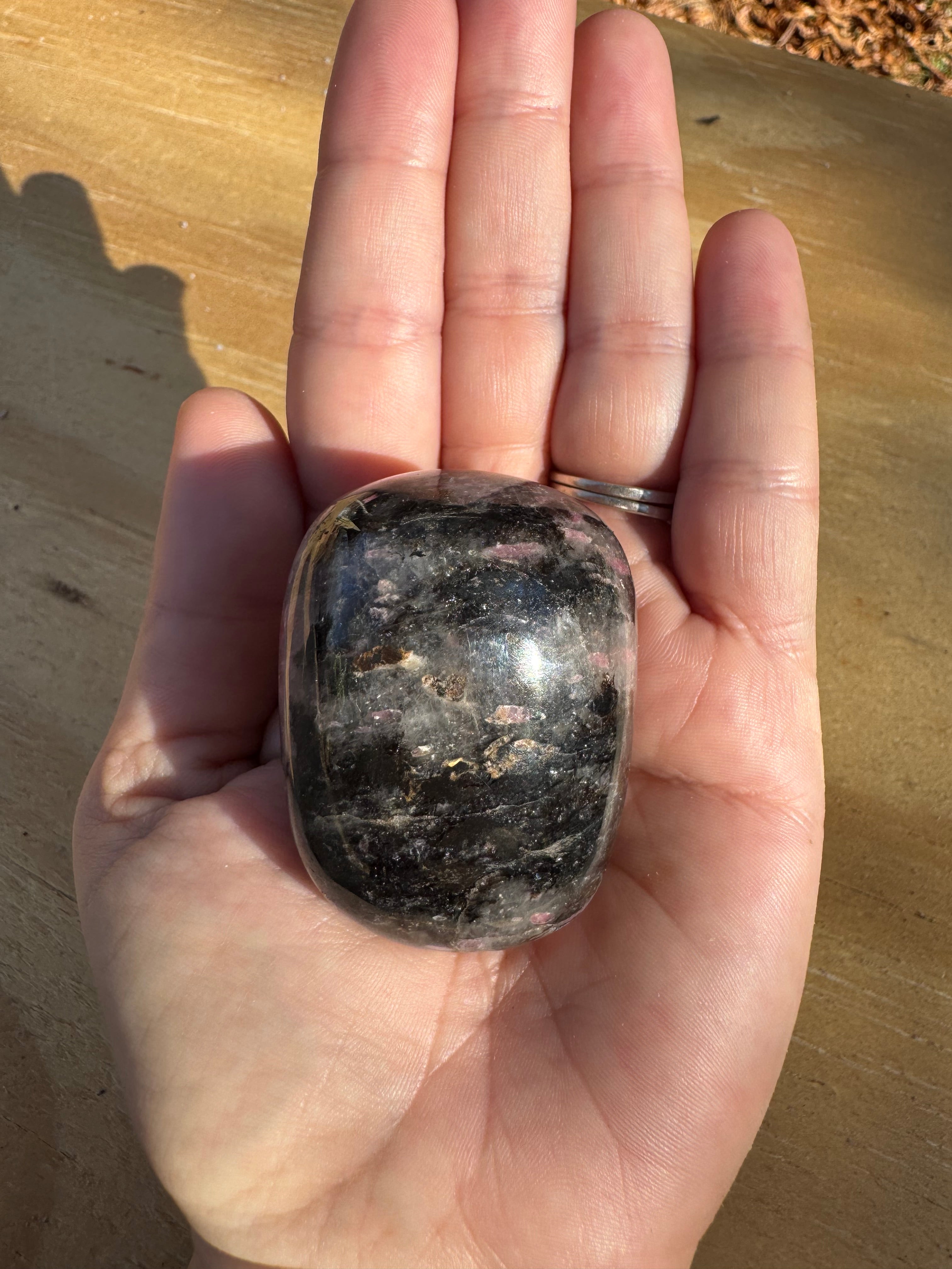 XL Rhodonite Palm Stone