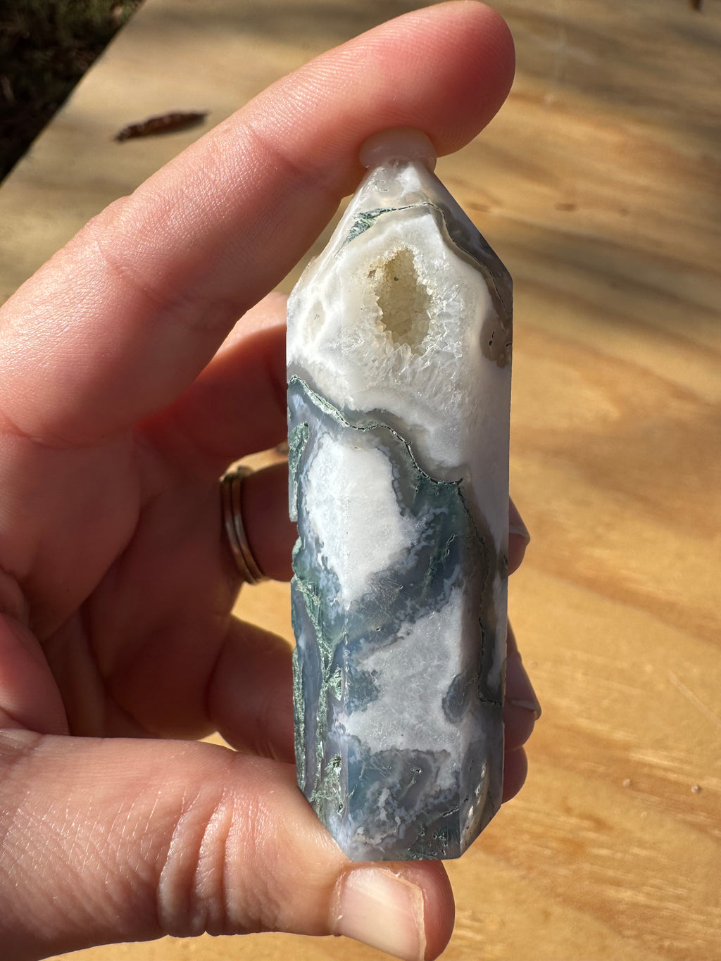 Moss Agate Tower - Option A *Druzy*